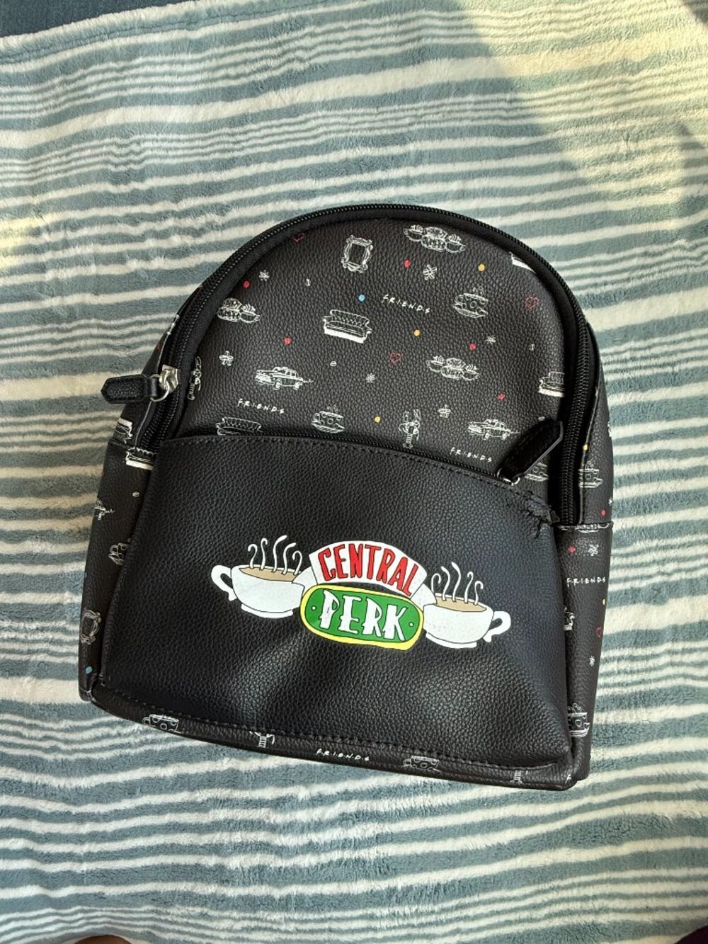 Danielle Nicole Dani Friends Central Perk Black Small Mini Backpack